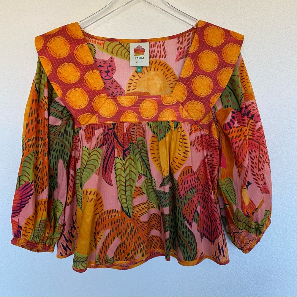 FARM Rio Square Neck Summer Dream Blouse Top | XS